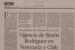 Vigencia de Simón Rodríguez en Venezuela y Chile  [artículo].