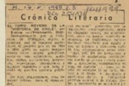 El tomo noveno de la Historia de Chile  [artículo] Alone.