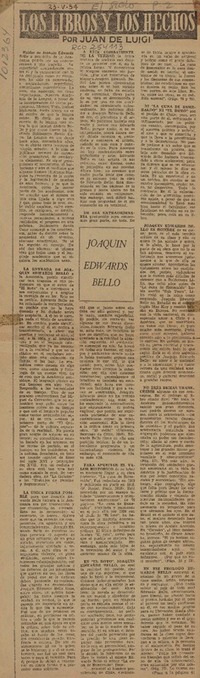 Los libros y los hechos  [artículo] Juan de Luigi.