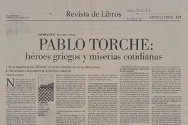 Hèroes griegos y miserias cotidianas (entrevista)  [artículo] Pedro Pablo Guerrero.