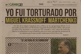 Yo fui torturado por Miguel Krassnoff Martchenko  [artículo] M. C. P.