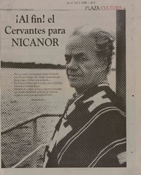 Premio Cervantes a Nicanor Parra reabre opción de Nobel... en su casa habla su "musa"  [artículo].