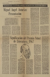 Miguel Ángel Asturias: Presentación  [artículo] Augusto Monterroso.