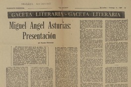 Miguel Ángel Asturias: Presentación  [artículo] Augusto Monterroso.