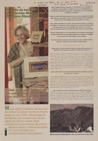 Talento de reciente premiaciòn, Marìa Isabel Quintana Sànchez  [artículo]