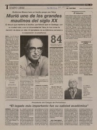 Muriò uno de los grandes maulinos del siglo xx  [artículo] Vanessa Garrido.