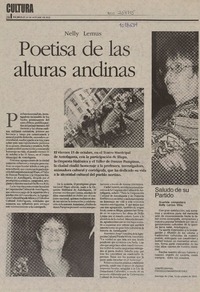 Poetisa de las alturas andinas  [artículo]