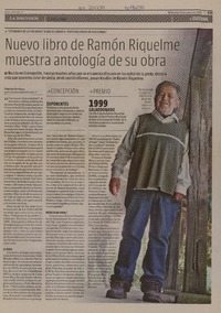Nuevo libro de Ramòn Riquelme muestra antologìa de su obra  [artículo] Patricia Orellana.