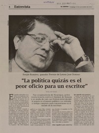 "La política quizás es el peor oficio para un escritor" (entrevista)  [artículo] María José Cabezas.
