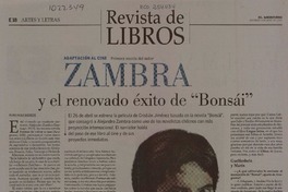 Zambra y el renovado éxito de "Bonsái" (entrevista)  [artículo] Pedro Pablo Guerrero.