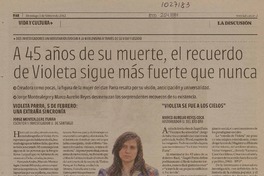 A 45 años de su muerte, el recuerdo de Violeta sigue más fuerte que nunca  [artículo].