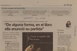 "De alguna forma, en el libro ella anunció su partida" (entrevista)  [artículo] Sergio Rodríguez.