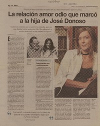 La relación de amor odio que marcó a la hija de José Donoso  [artículo] Juan Morales.