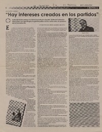 "Hay intereses crados en los partidos" (entrevista)  [artículo] Jorge Abasolo Aravena.