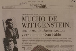 Tres modelos para armar la antipoesía: Mucho de Witgenstein, una pizca de Buster Keaton y otro tanto de San Pablo  [artículo] Juan Ignacio Rodríguez Medina