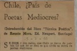 Chile, ¿País de poetas mediocres?.  [artículo]