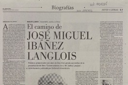 El camino de José Miguel Ibáñez Langlois  [artículo] Juan de Dios Vial Larraín.