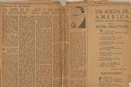 El arte es el arte y no sermon ni diatribas", dice Luis Durand  [artículo] G.D.