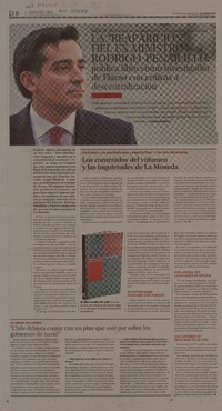 La "reaparición del exministro Rodrigo Peñailillo : publica libro como investigador de Flacso con críticas a descentralización [entrevista] [artículo] Carlos Saldivia.