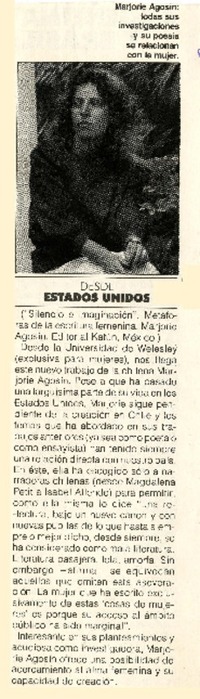 Desde Estados Unidos  [artículo] María Eugenia Meza [y] Luz María Vargas.