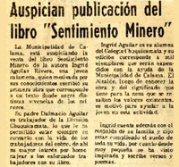 Auspician publicación del libro "Sentimiento minero"  [artículo].