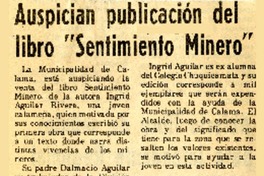 Auspician publicación del libro "Sentimiento minero"  [artículo].