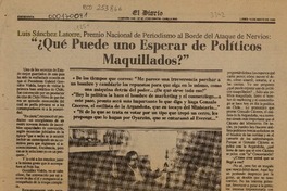 "Qué puede uno esperar de políticos maquillados?"  [artículo] F. V. D.