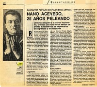 Nano Acevedo, 25 años peleando  [artículo] José Luis Córdova.