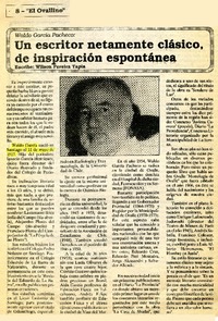 Un escritor netamente clásico, de inspiración espontánea  [artículo] Wilson Pereira Tapia.