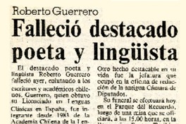 Falleció destacado poeta y lingüista  [artículo].