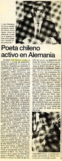 Poeta chileno activo en Alemania  [artículo].