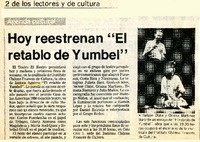 Hoy reestrenan "El retablo de Yumbel"  [artículo].