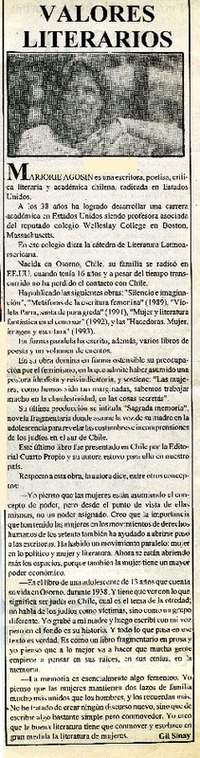 Valores literarios  [artículo] Gil Sinay.