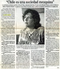 "Chile es una sociedad mezquina"  [artículo] J. P. D.