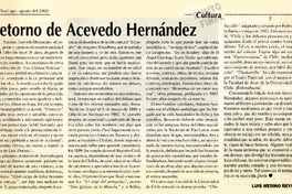 Retorno de Acevedo Hernández  [artículo] Luis Merino Reyes