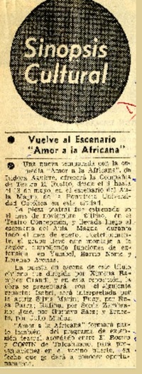 Vuelve al escenario "Amor a la africana".  [artículo]