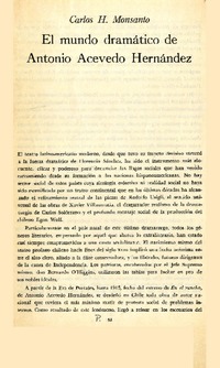 El mundo dramático de Antonio Acevedo Hernández  [artículo] Carlos H. Monsanto.