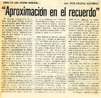Aproximación en el recuerdo"  [artículo] José Arraño Acevedo.