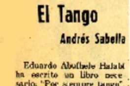 El tango  [artículo] Andrés Sabella.
