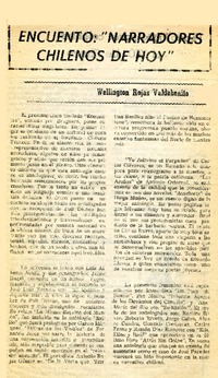 Encuento: "Narradores chilenos de hoy"  [artículo] Wellington Rojas Valdebebnito.