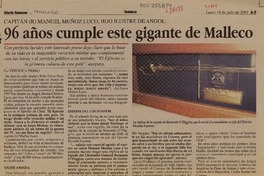 96 años cumple este gigante de Malleco  [artículo] Verónica Fierro.