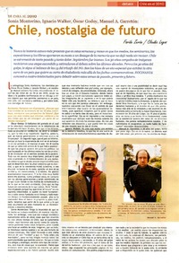 Chile, nostalgia de futuro: [entrevista] [artículo] Faride Zerán <y> Claudia Lagos.