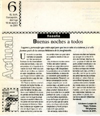 Buenas noches a todos  [artículo] Carolina Sandoval.