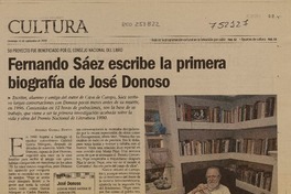 Fernando Sáez escribe la primera biografía de José Donoso  [artículo] Andrés Gómez Bravo.