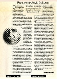 Para leer a García Márquez  [artículo] Carolina Sandoval C.