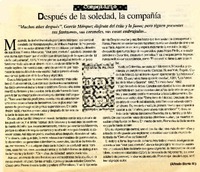 Después de la soledad, la compañía  [artículo] Alfredo Barría M.
