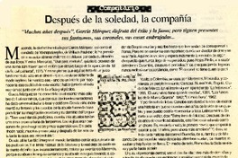 Después de la soledad, la compañía  [artículo] Alfredo Barría M.