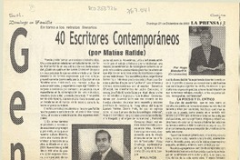 40 Escritores contemporáneos  [artículo] Hugo Metzdorff N.