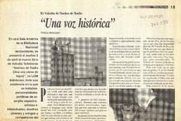 El Volodia de Noches de radio: "Una voz histórica". "Una voz histórica". [artículo]