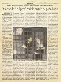 Director de "La Epoca" recibió premio de periodismo.  [artículo]